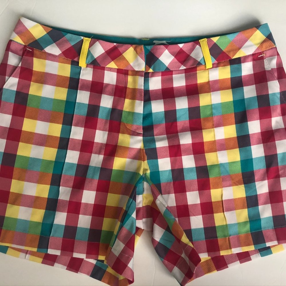 Slazenger checkered plaid multi-colored golf shorts